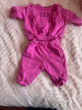 GAP Pink Ruffle Sweatshirt and Joggers Set